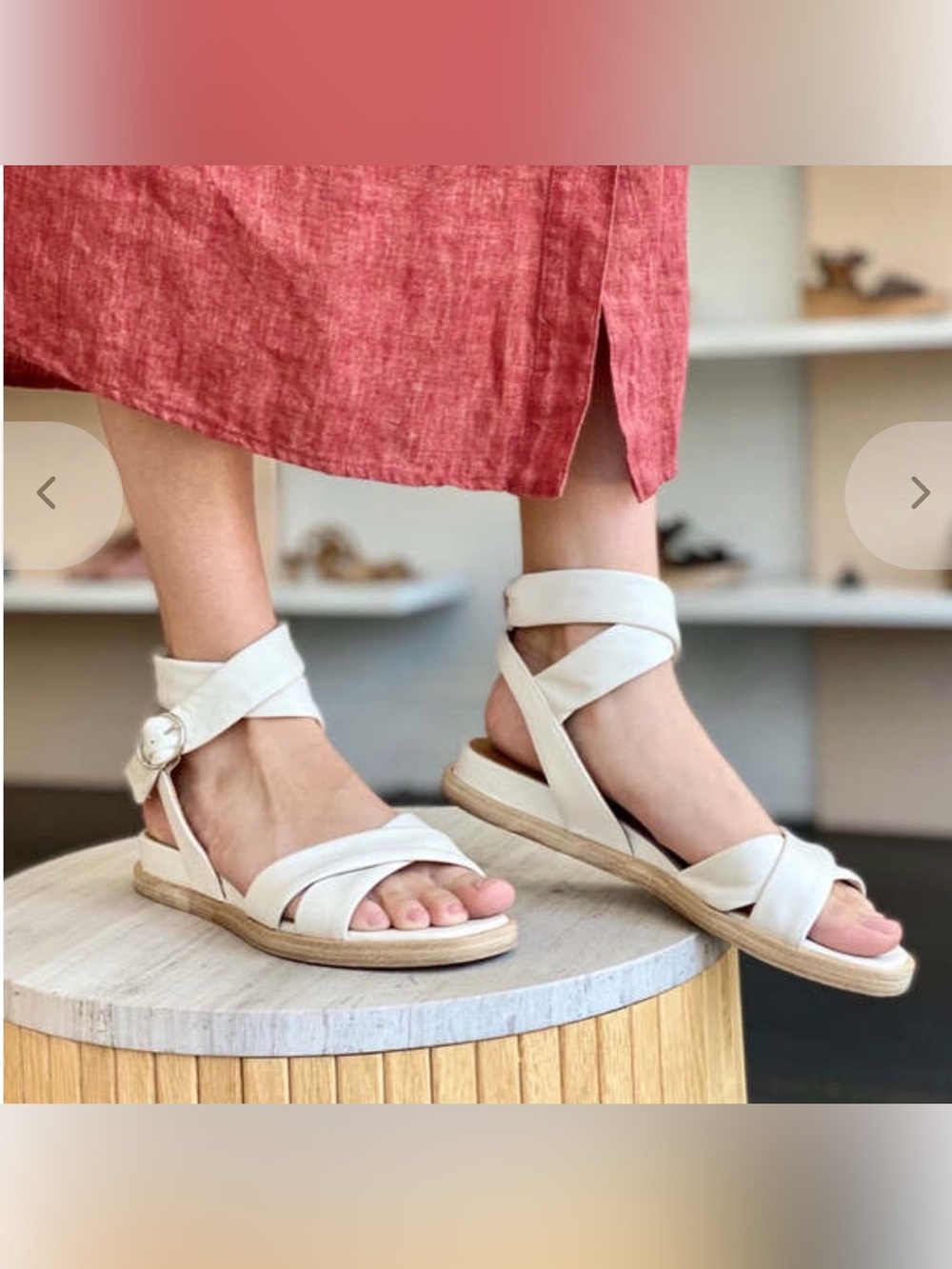 $435 Coclico 'Katriane' Soft Leather strappy flat sandals 39 8.5 US bone beige